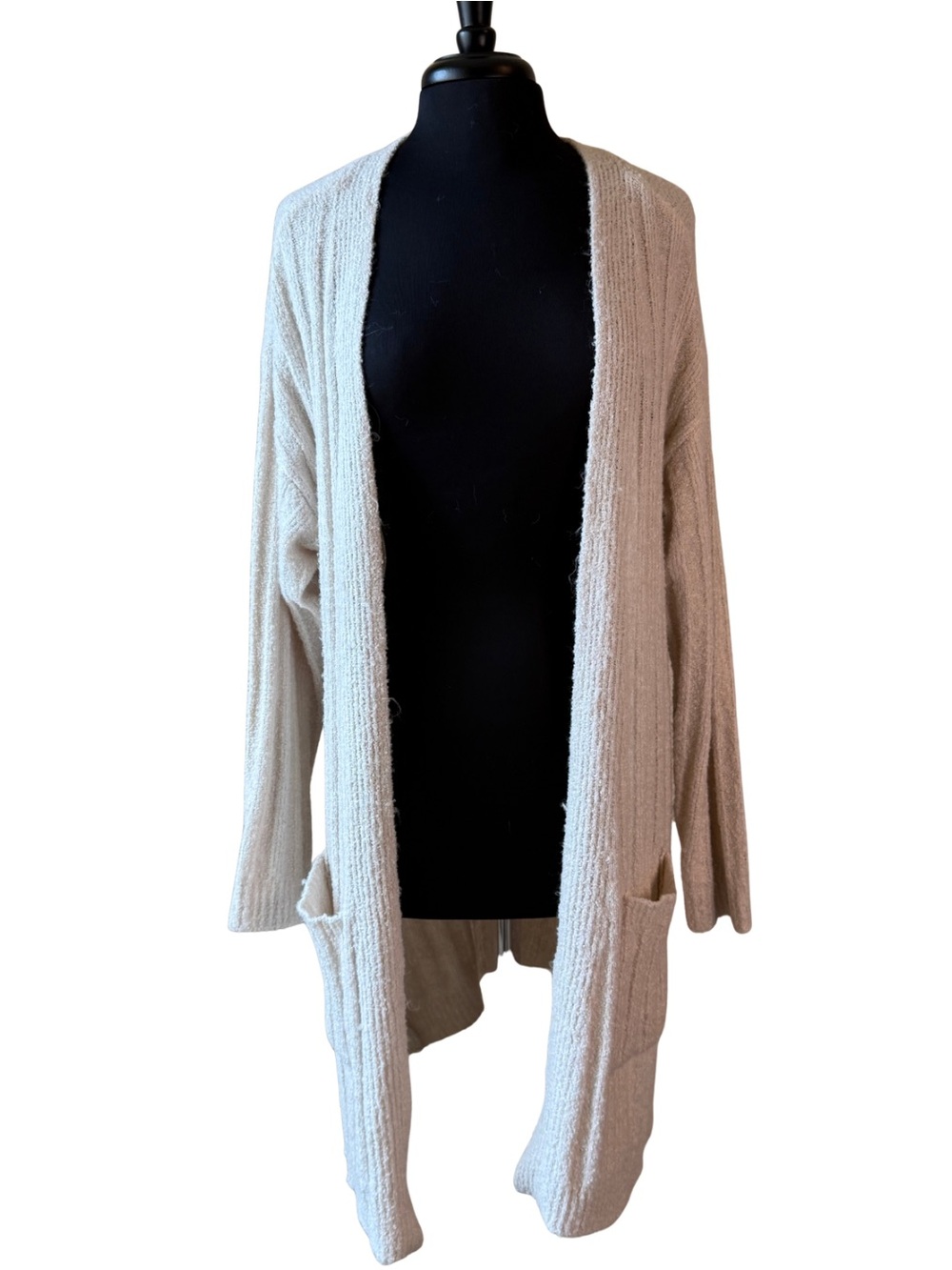 BOBEAU Open-Front Cardigan Sweater Size Large Cream